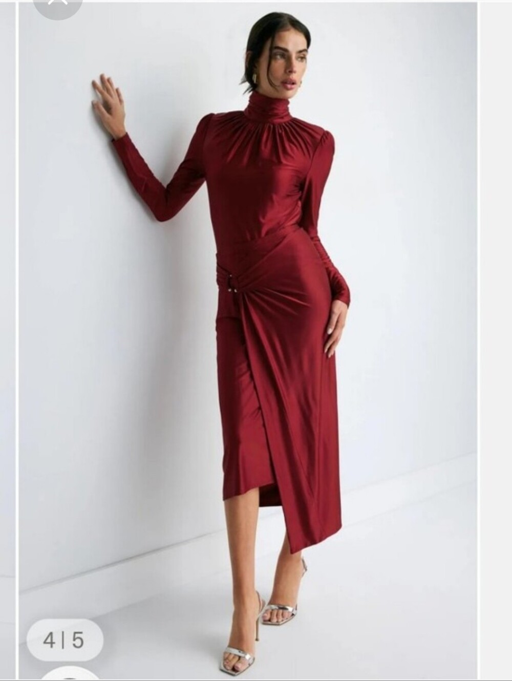 Paco Rabanne  Burgundy Asymmetric  Detail Skirt